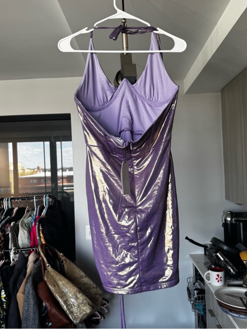 Sodah London NWT Blessed Mini Dress Purple Metallic US 12 (UK 16) - Picture 4 of 11